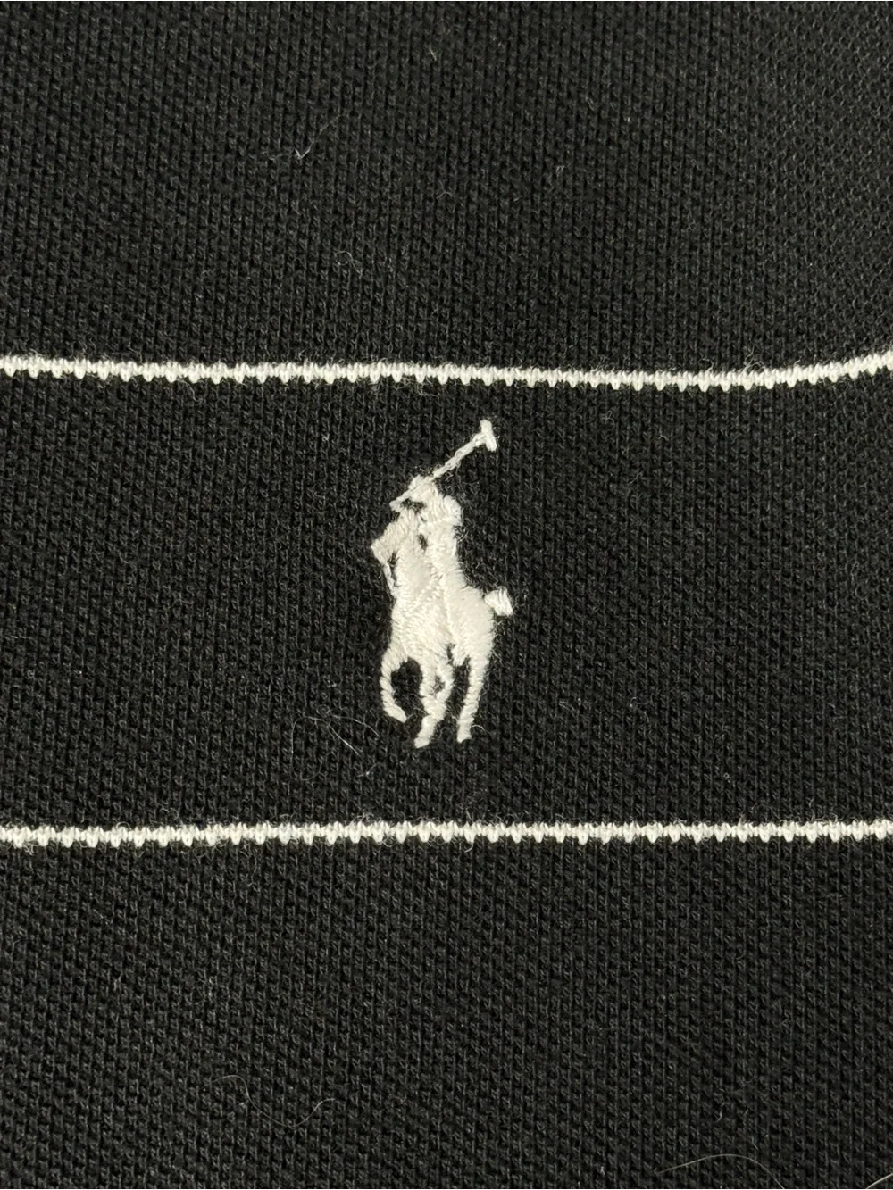 Polo Ralph Lauren Black White Striped Polo Shirt L 100% Cotton